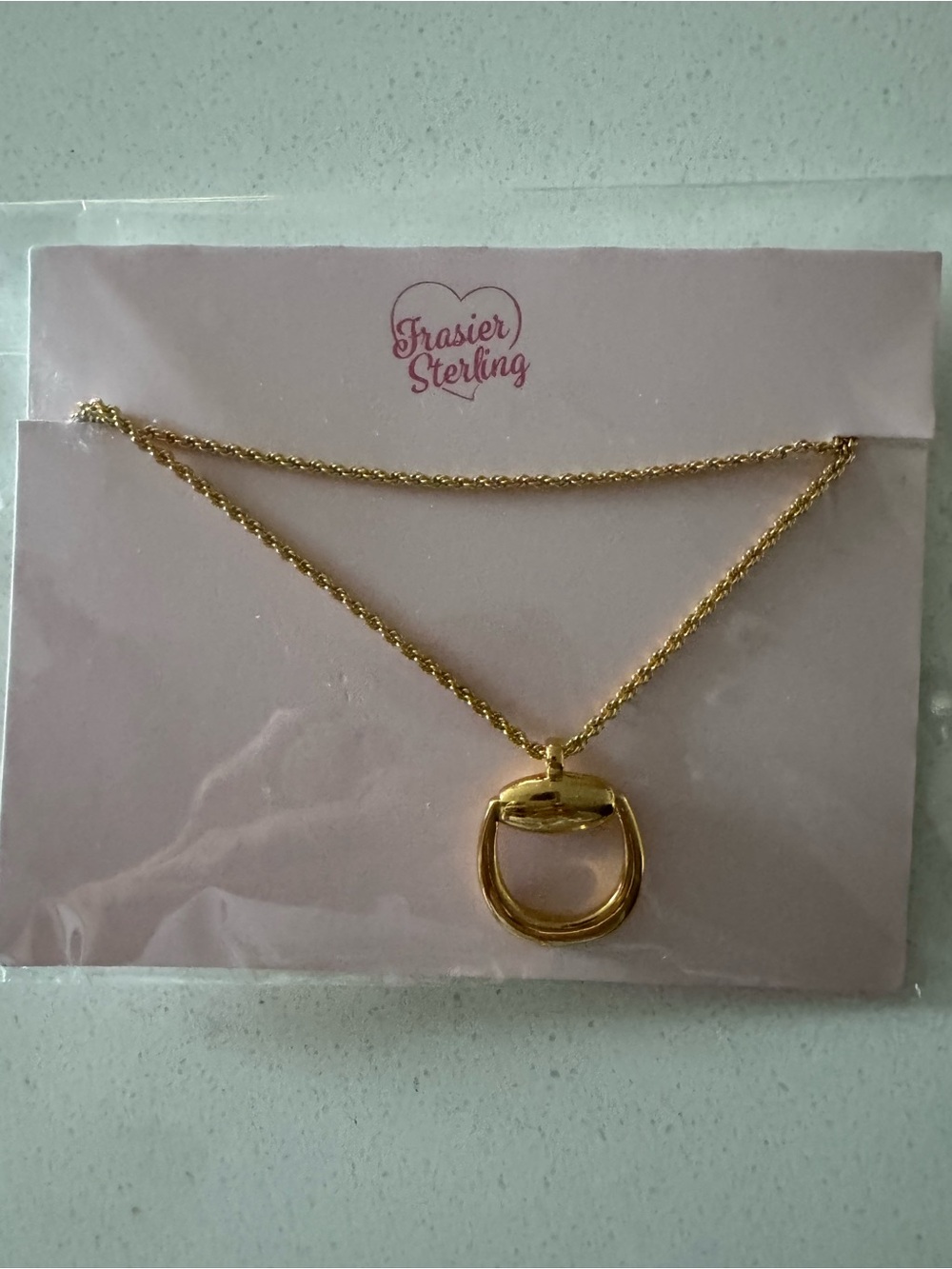 Gold D-Ring Pendant Necklace